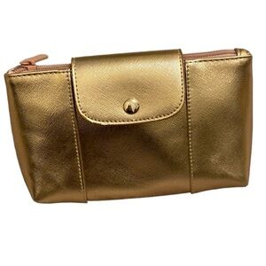 BareMinerals gold cosmetic bag . New.